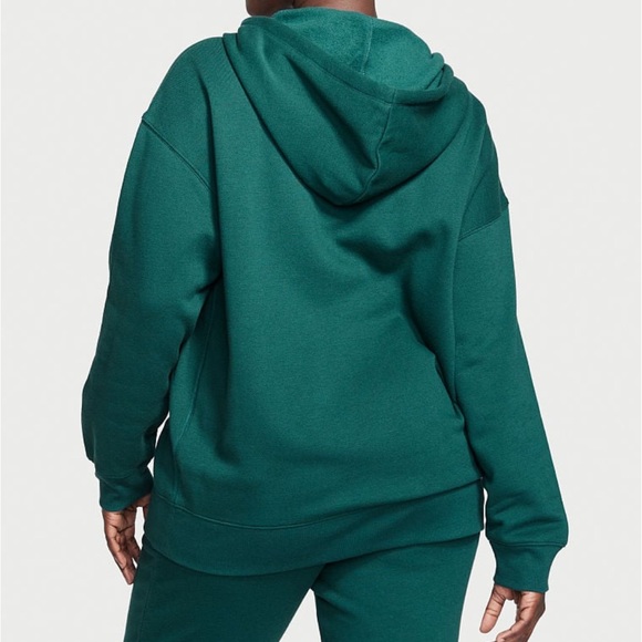 2Pc Warm M VICTORIA'S SECRET Cotton Fleece High Rise Jogger+Hoodie Deepest Green - Picture 6 of 9